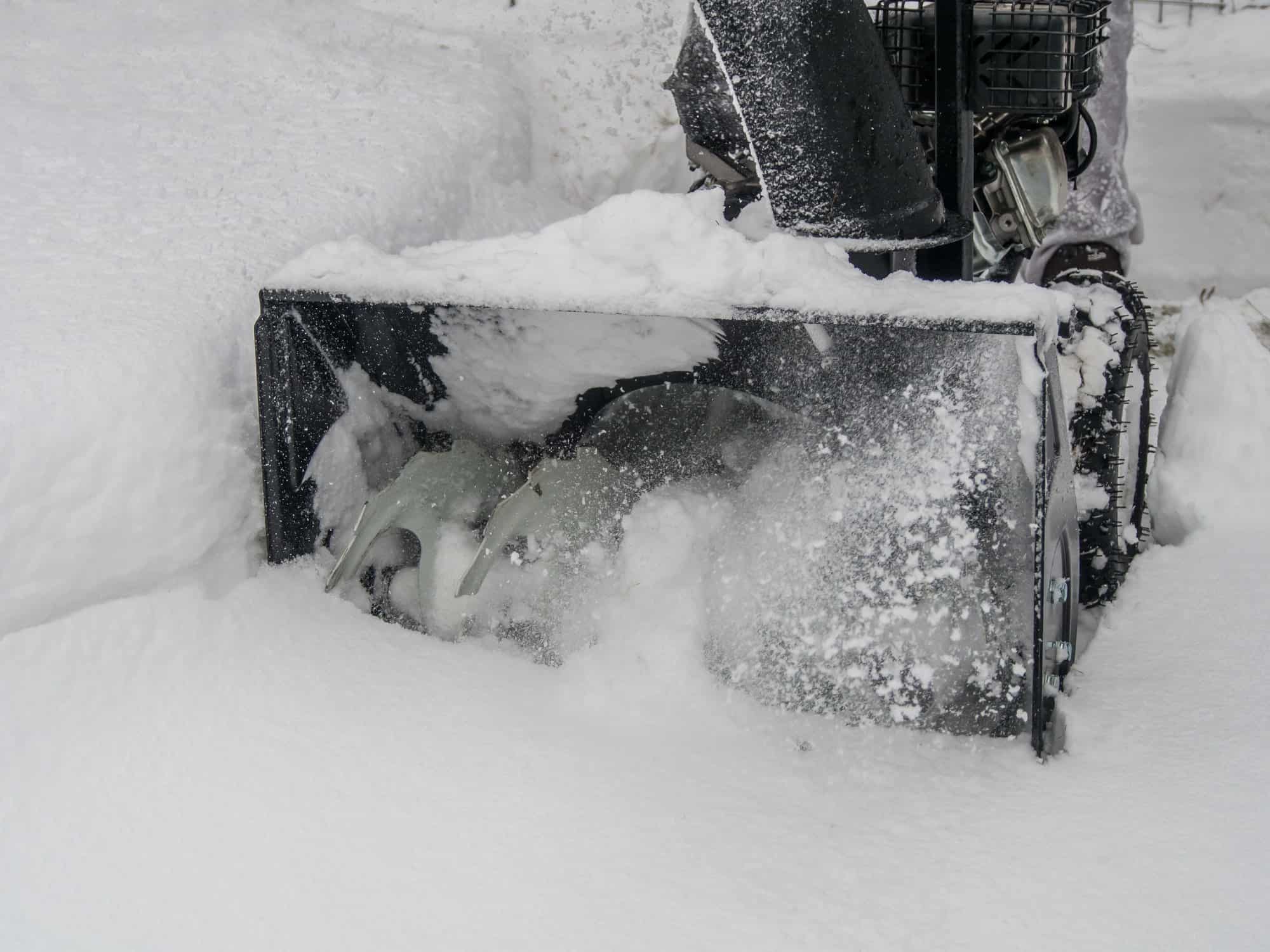 Snowblower at work on a winter day